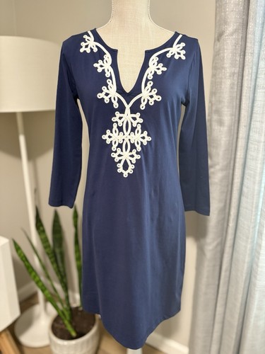 Neu ohne Etikett Lilly Pulitzer Brewster Kleid Langarm royal navy Größe Small UVP 88 $