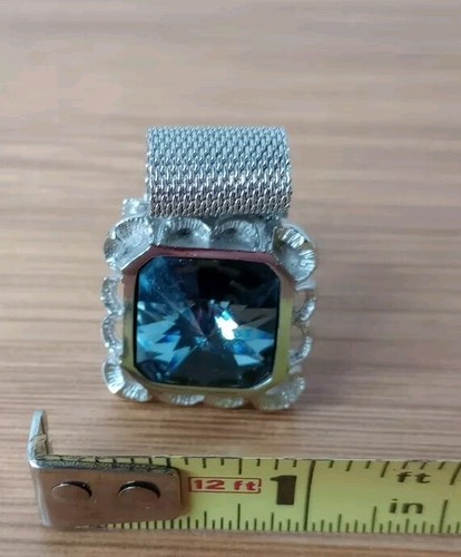 Vintage Dante Silver Tone And Agua Cufflinks. Beautiful. Clean ๐ฅ - Picture 13 of 15