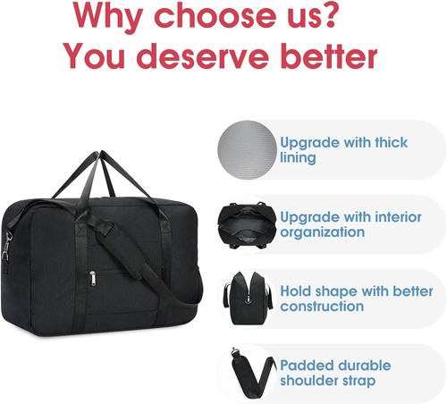 Carry on luaggage 22x14x9 Airlines Approved Foldable Carry on Bag Travel Duff - Picture 5 of 12