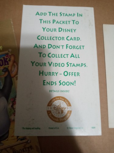 The Jungle Book Video Program Stamp featuring Baloo 1997 (SEE SHIPPING DETAILS) - Picture 4 of 7