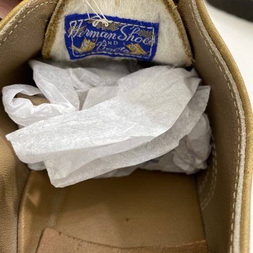 Zapatos y botas Herman de colección de cuero tostado sin usar, puntera con cordones, trabajo hechos en EE. UU. Para hombres 12 - Imagen 12 de 12