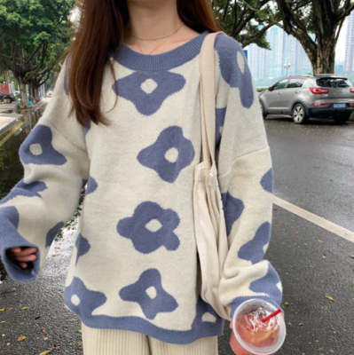 【Fallett】Drawing Flower Short-Sleeved Knit DRAWING FLOWER KNIT IVORY - FALLETT | 60% - Asian Fashion