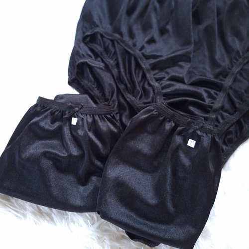 6 Black Panties Underwear Light Nylon Silky Soft Smooth Briefs Waist30-36"Size L - Picture 6 of 10