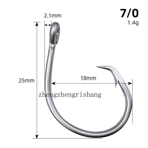 39960 Big Game Saltwater Hook Tuna Circle Fishing Hook Stainless Steel 6/0-28/0 - Picture 6 of 33