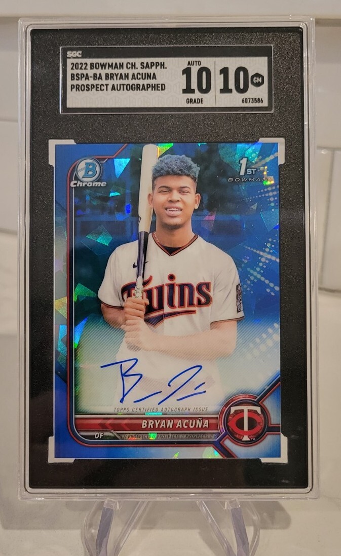 2022 Bowman Chrome Sapphire Bryan Acuna 1st Autograph SGC 10 BSPA-BA Auto
