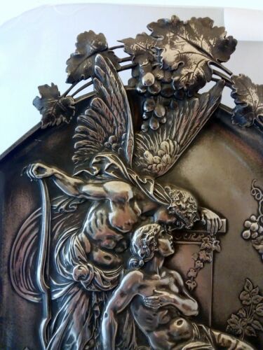 Jugendstil Amor and Psyche, versilbertes Metallbild - Bild 4 von 8