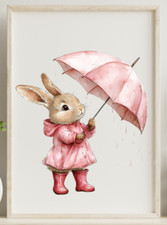 Nursery Wall Art Print, Cute Bunny Kids Room Art Print, Baby Wall Decor 08