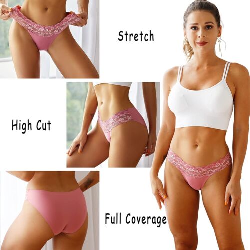 Seamless Underwear for Women Sexy No Show Bikini Panties Lace Ladies High Cut - Picture 23 of 30