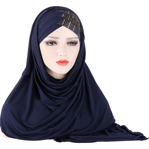 Women Amira One Piece Turban Hijab Hat Islam Muslim Headscarf Prayer Wrap Shawls - Picture 44 of 67