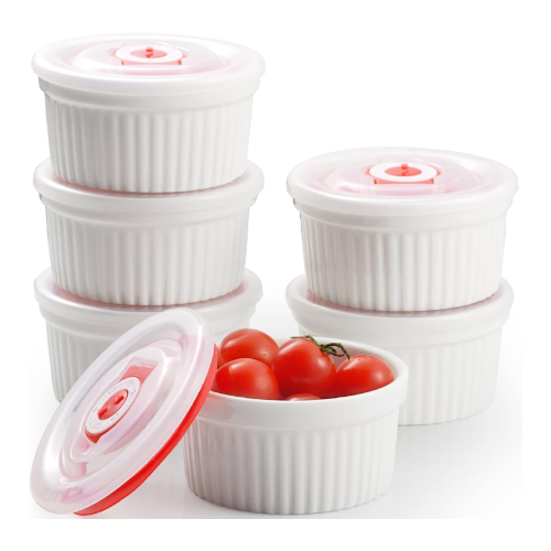 Ramekins with Lids 4 Oz Creme Brulee Ramekins Ceramic Oven Safe Pudding 6 Set - Picture 23 of 24