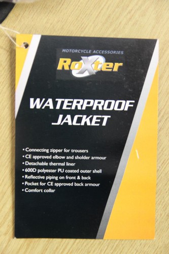 ROXTER BLACK WATERPROOF TEXTILE BIKER JACKET + CE ARMOUR/THERMAL LINING: XL-5XL - Picture 6 of 6