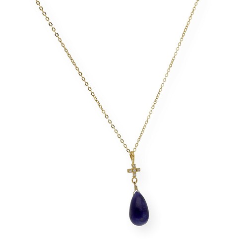 Collar y cruz de Oro, Diamantes y Zafiro Complementos de Mujer Joyería de Moda - Imagen 3 de 5