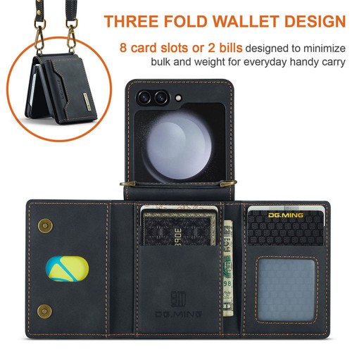 2in1 Retro Leder Geldbörse Etui für Samsung Z Flip 5 4 Magnetische Split Riemen Abdeckung - Bild 15 von 29