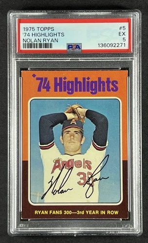 1975 Topps - '74 Highlights #5 Nolan Ryan PSA 5 EX California Angels