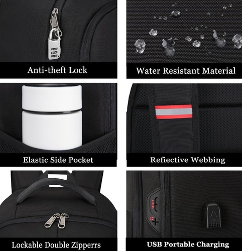 Men Women Laptop Backpack Anti Theft USB Waterproof Large Rucksack Travel Bag - Picture 6 of 8