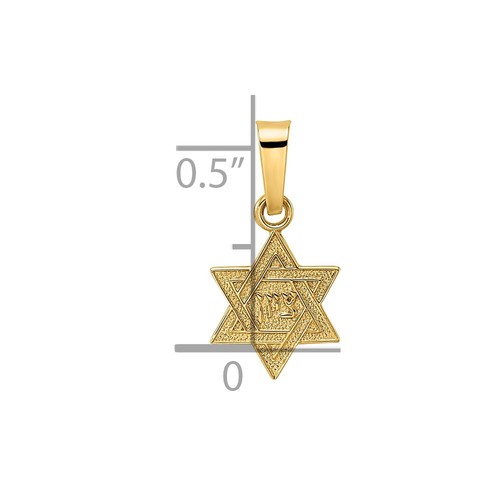 Colgante Estrella de David Sólido Pulido y Texturizado Oro Amarillo 14k - Imagen 3 de 4