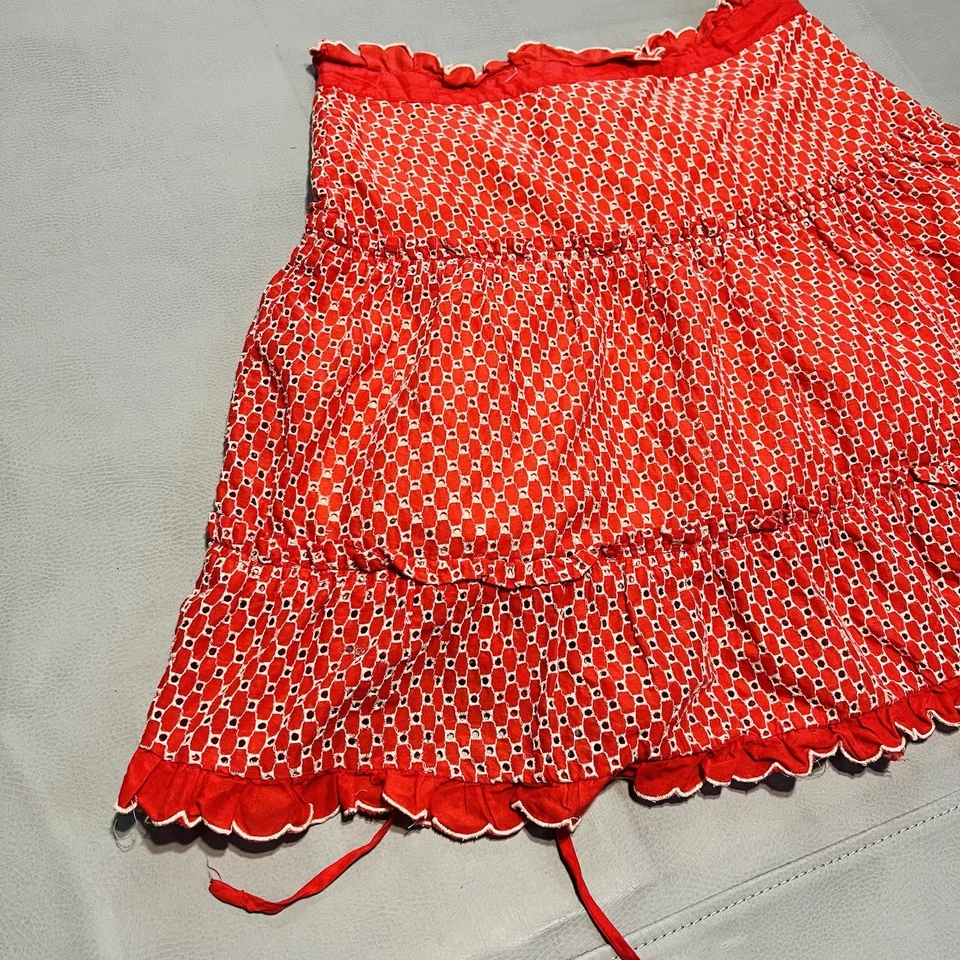 Marc Jacob Women Orange Eyelet Skirt Y2K Preppy Barbie BOHO Cotton Hippie-4-2057 - Image 3 of 4