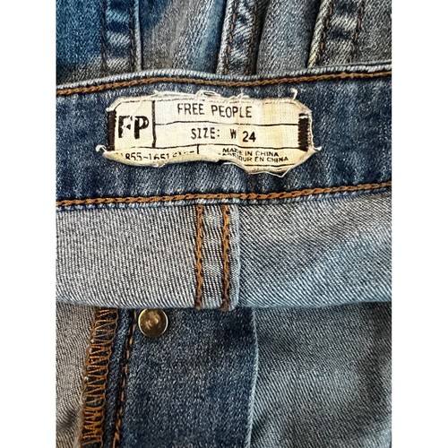 Free People Denim Overalls Button Front Shortall Women's Size 24 - Picture 7 of 10