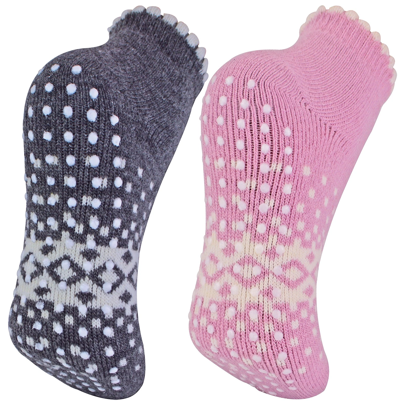 Womens Nordic Ankle Slipper Socks by Sock Snob Fleece Lined Non Slip Socks