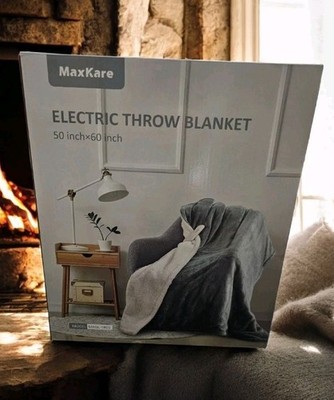 MaxKare Flannel/Sherpa  50x60 Electric Throw Blanket 6 Heat Levels New Free Ship
