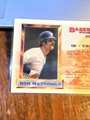 Don Mattingly 1993 Topps mejor muestra promocional #98/5000 New York Yankees - Imagen 6 de 6