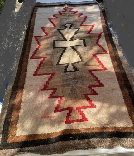Antique Navajo Native American vintage 62" x 34" Rug blanket textile old - Picture 20 of 24