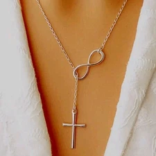 Women's Fashion JeweIry Infinity Cross Pendant Necklace Trending 