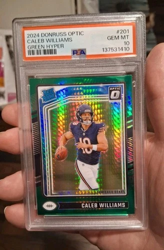 2024 PANINI DONRUSS OPTIC GREEN HYPER #201 CALEB WILLIAMS ROOKIE RC PSA 10