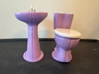 Vintage 1980's - 1990s Barbie  Purple Toilet Pedestal Sink Set Lot