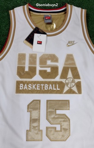 Nike Men's JOHNSON USA Legends Dream Team Basketball Jersey, White/Gold, M - Picture 3 of 12