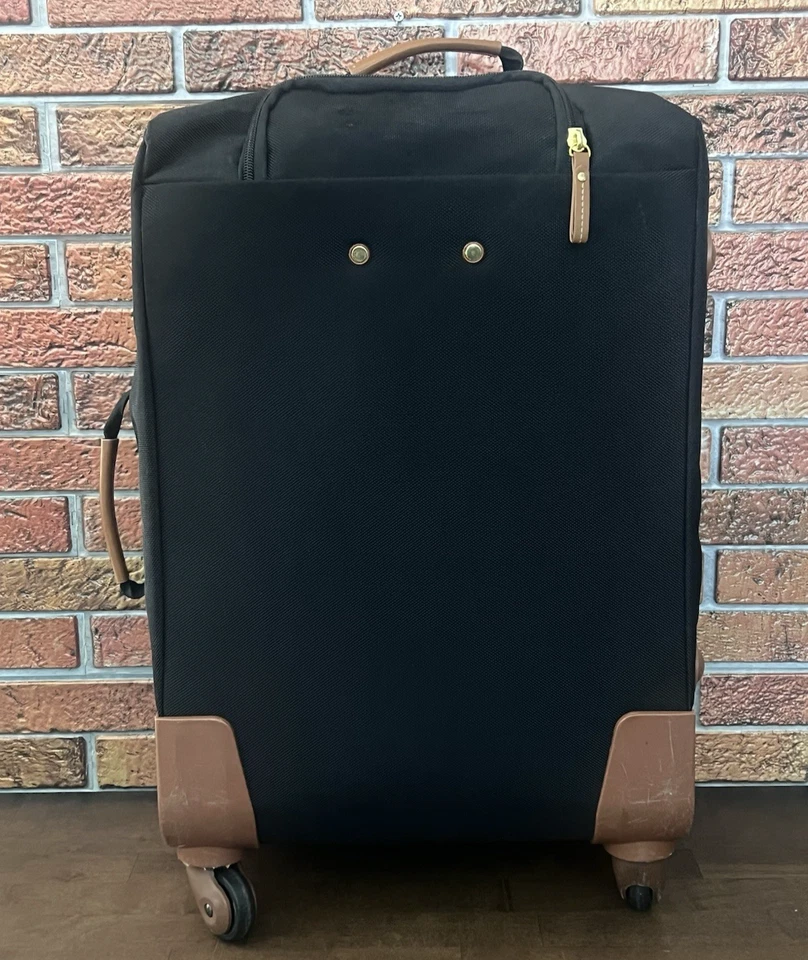 Bric's 21" International Carry On Spinner Negro Nylon con Borde de Cuero Marrón Foto 3 de 4