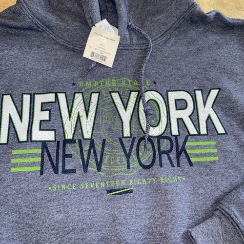 NWT New York City Hoodie Men's sweatShirt Printed NYC Hooded size XL blue/gray - Picture 3 of 8
