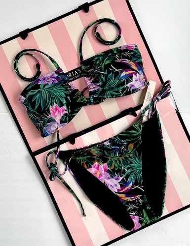 VICTORIA’S SECRET SWIM SET Multiway Halter Top & Side Tie Cheeky Bikini Bottom L - Picture 1 of 8