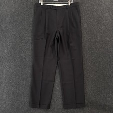 Oscar de la Renta Dress Pants Men's W36 Charcoal Pinstripe Wool Cashmere Pleated