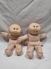 2 Cabbage Patch Kids 12" 1987 Bean Body Bald Head Brown Eyes Dimple Open Mouth