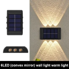 6 LED Solar Lights Outdoor Up and Down, Outdoor Fence Lights for Yard 4 Pcs