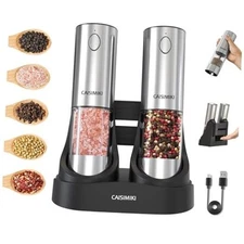 Electric Salt and Pepper Grinder Set Upgraded USB Stainless Steel 2 Pack