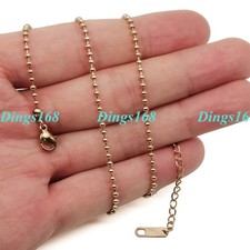 Designer Inspired Real 18K Rose Gold Filled Shiny 2mm Bead Chain Necklace Z992R