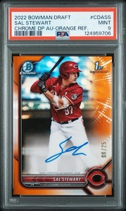 2022 Bowman Draft Sal Stewart 1st Chrome Orange Refractor Auto /25 PSA 9