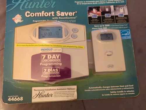 Hunter 44668 Indigo Comfort Saver 7-Day Room Control Thermostat Factory Sealed - Picture 2 of 7