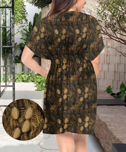LA LEELA Women's Mini Beach Tropical Dress Swimsuit V Neck Tops Cover Ups for - Picture 2 of 3