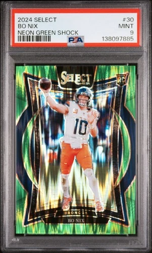 2024 PANINI SELECT NEON GREEN SHOCK #30 BO NIX ROOKIE RC 310/599 PSA 9