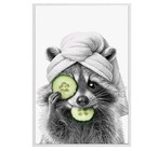 Raccoon Spa Day Framed Floater Wall Art Design 