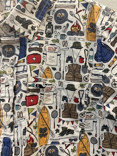 Vineyard Vines Boys Camping Theme Cotton Button down Shirt Size 7 - Picture 4 of 5
