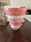 Vintage Pyrex Pink Gooseberry Cinderella Nesting Mixing Bowls Set #441 - #444