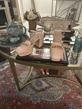 Comfort Plus By Predictions Pink Heels W/ Gold Chain