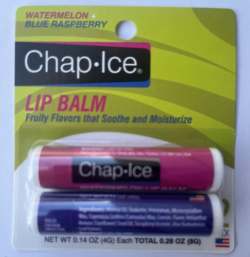 Chap.Ice Lip balm Watermelon Blue Raspberry Southe & Moisurizes dry chapped Lips - Picture 4 of 6