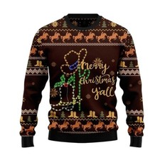 Cowboy Boots Christmas Ugly Christmas Sweater S-5XL