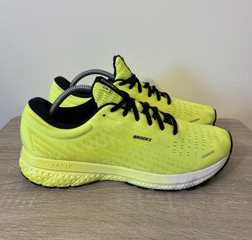 Brooks Ghost Mens Neon Green Lace Up Running Shoes Size 10