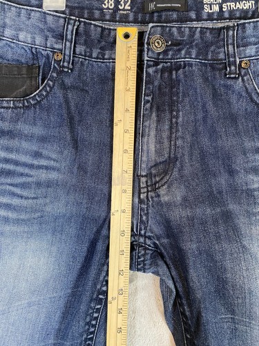 INC Jeans Mens 38x32 Blue Berlin Slim Straight Black Pocket Streetwear Hipster - Picture 6 of 12